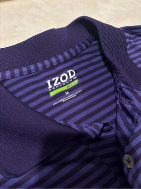 Izod Men's Dark Purple and Navy Striped Polo